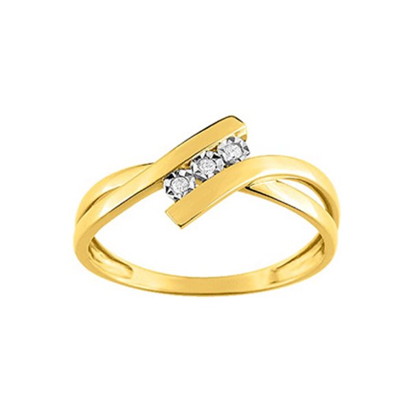 Bague trilogie diamant 0.03ct Or Jaune et blanc Or 750