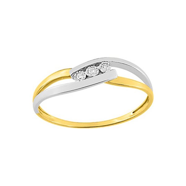 Bague diamant 0.03ct Or Jaune 750 rhodiée