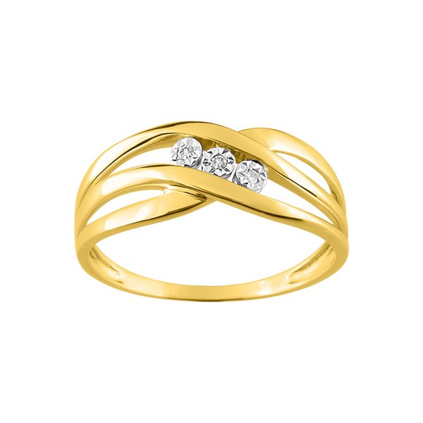 Bague diamant 0.02ct Or Jaune 750 rhodiée