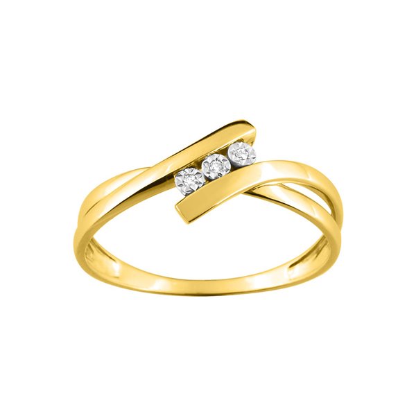 Bague diamant 0.01ct Or Jaune 750 rhodiée