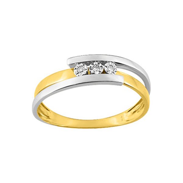 Bague diamant 0.018 bicolore Or 750