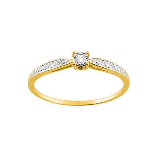 Bague diamant 0.03ct Or Jaune 750 rhodiée