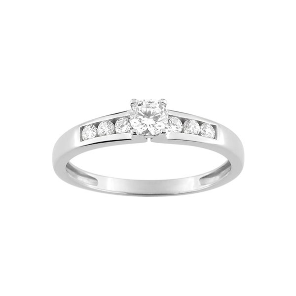 Bague oxyde(s) de zirconium Or Blanc 750