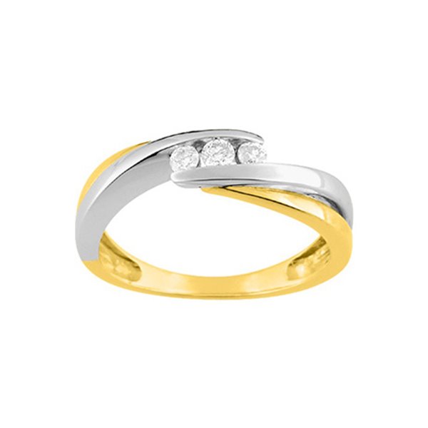 Bague 3 diamant 0.15ct Or Jaune et blanc Or 750