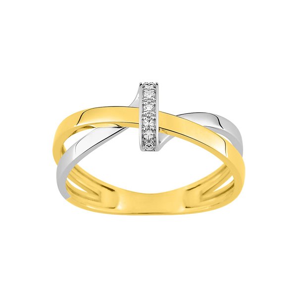 Bague diamant 0.018ct Or Jaune et blanc Or 750