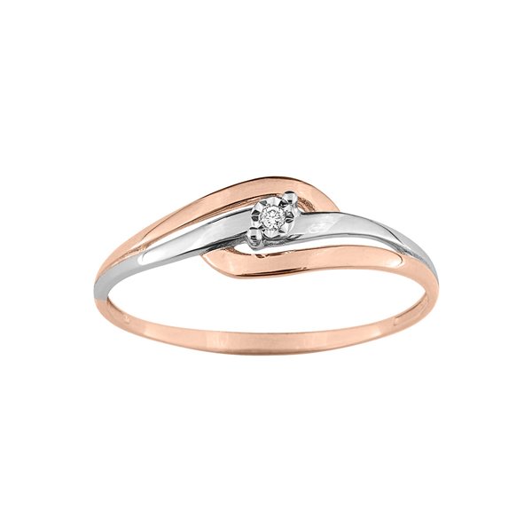 Bague diamant 0.01ct Or 750 blanc et rose