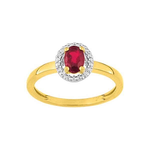 Bague rubis trilogie diamant 0.016 Or Jaune 375 rhodiée