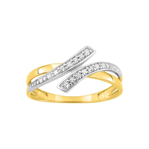 Bague oxyde(s) de zirconium Or Jaune et Blanc Or 375