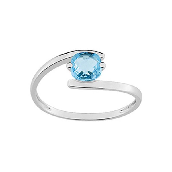 Bague topaze bleue traitée Or Blanc 375