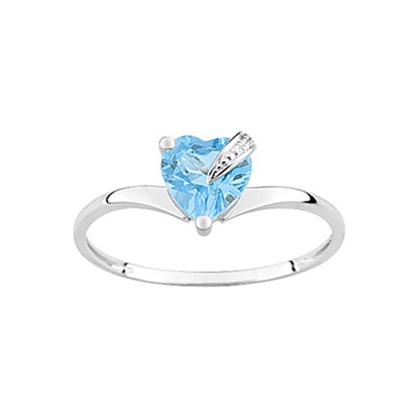 Bague topaze bleue traitée Or Blanc 375