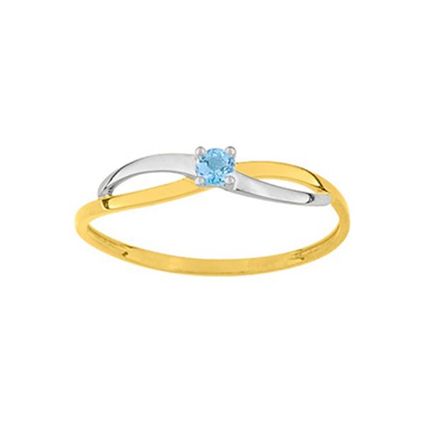 Bague topaze bleue traitée Or Jaune et Blanc Or 375