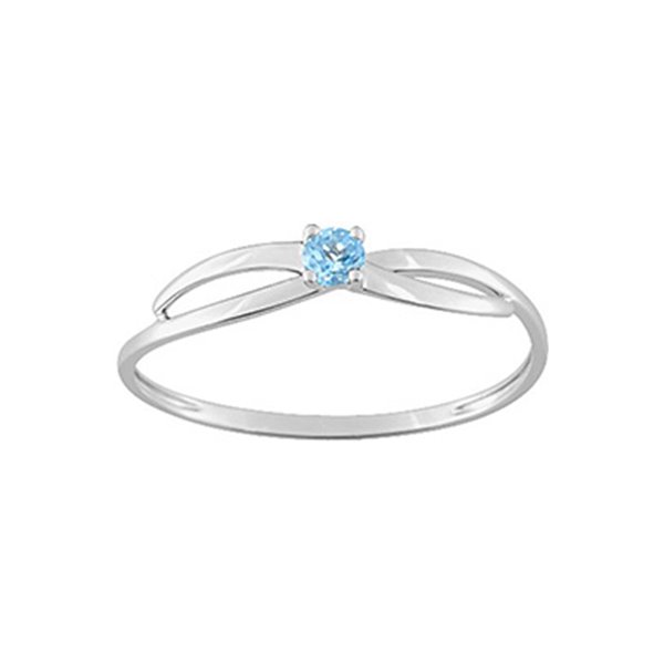 Bague topaze bleue traitée Or Blanc 375