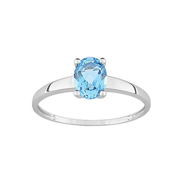 Bague topaze bleue traitée Or Blanc 375