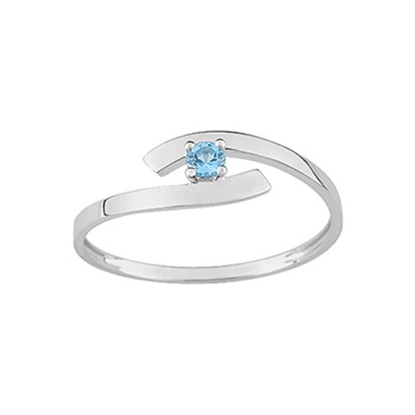 Bague topaze bleue traitée Or Blanc 375