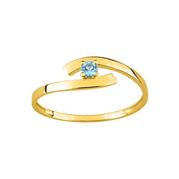 Bague topaze bleue traitée Or Jaune 375