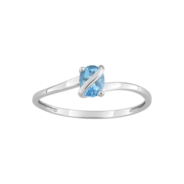 Bague topaze bleue traitée Or Blanc 375