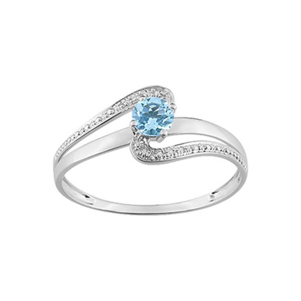 Bague topaze bleue traitée Or Blanc 375