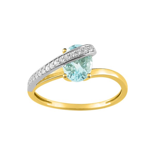 Bague aigue-marine Or Jaune 375 rhodiée