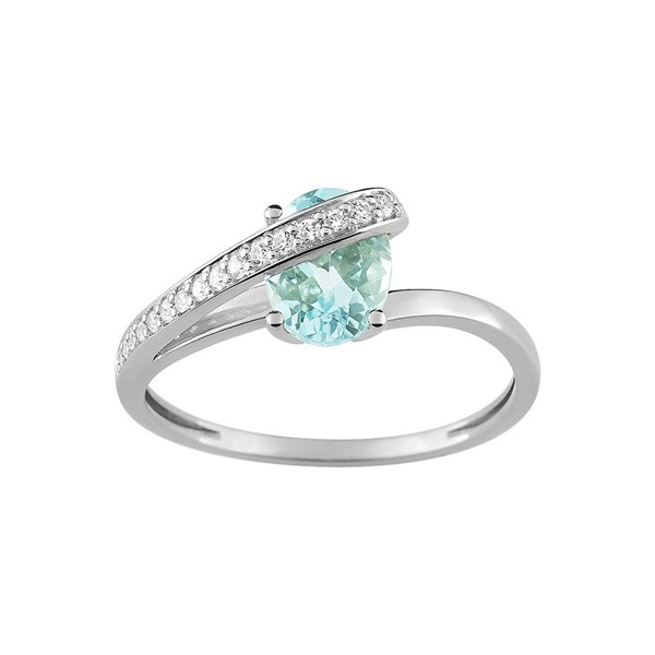 Bague aigue-marine Or Blanc 375