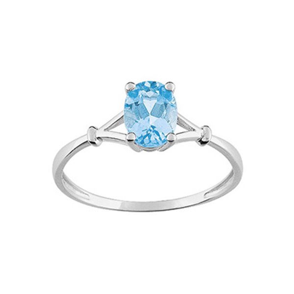 Bague topaze bleue traitée Or Blanc 375