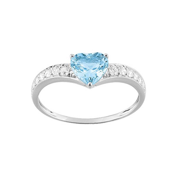 Bague topaze bleue traitée oxyde(s) de zirconium Or Blanc 375