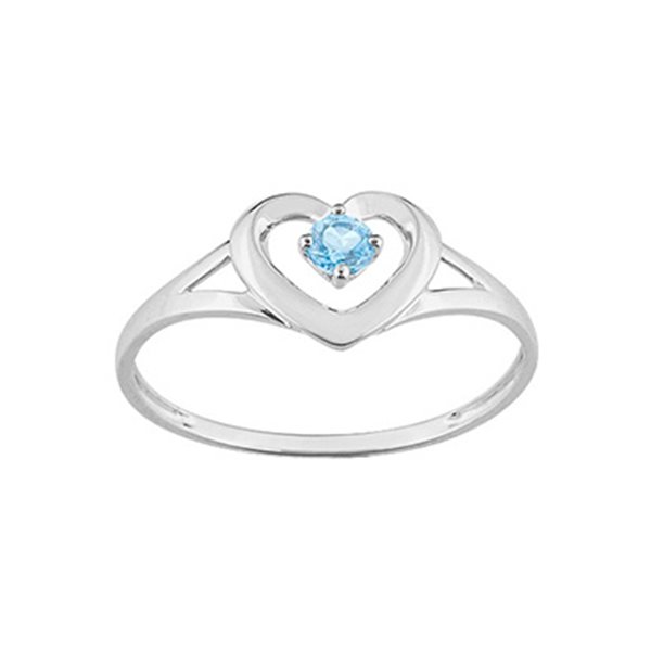 Bague topaze bleue traitée Or Blanc 375