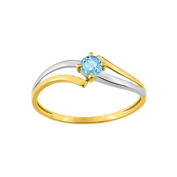 Bague topaze bleue traitée Or Jaune et Blanc Or 375