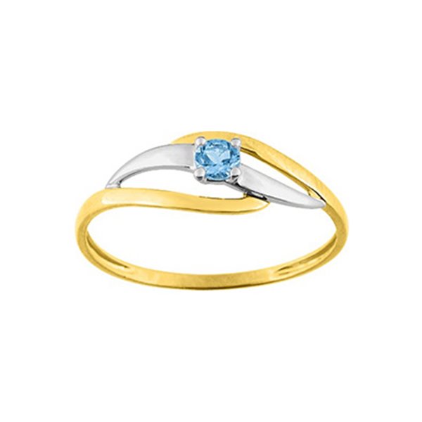 Bague topaze bleue traitée Or Jaune et Blanc Or 375