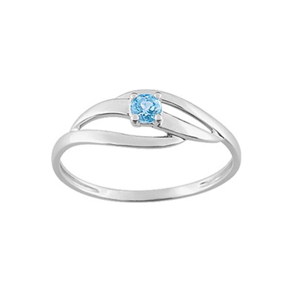 Bague topaze bleue traitée Or Blanc 375