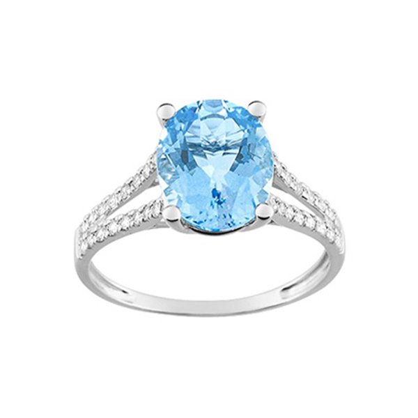 Bague oxyde(s) de zirconium topaze bleue traitée Or Blanc 375