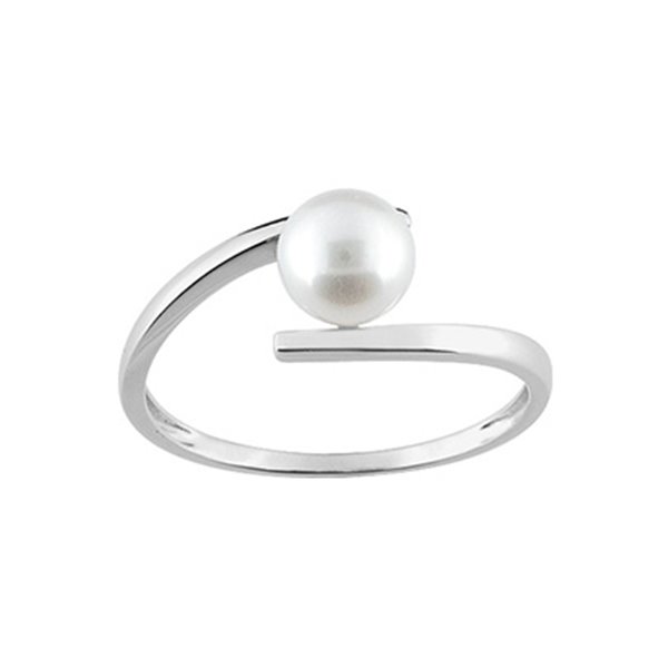 Bague perles de culture 6mm Or Blanc 375