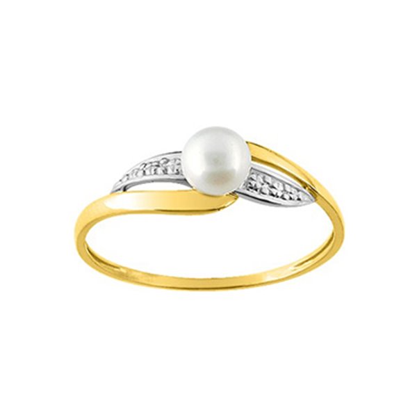 Bague perles de culture Or Jaune et Blanc Or 375