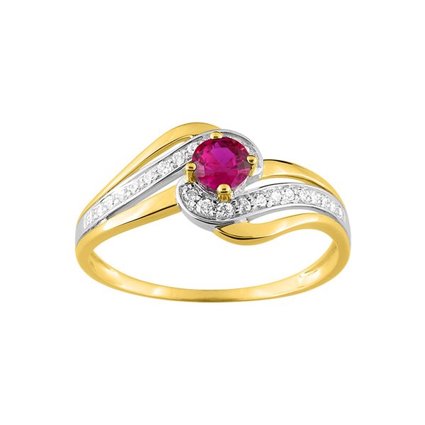 Bague rubis oxyde(s) de zirconium Or Jaune 375 rhodiée