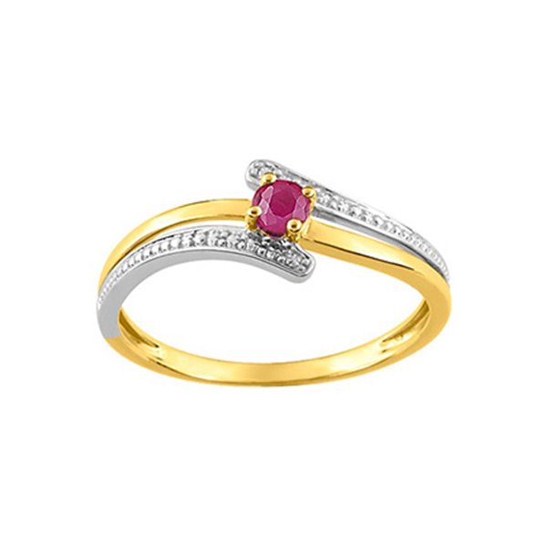 Bague rubis Or Jaune 375 rhodiée