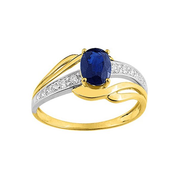 Bague saphir noir oxyde(s) de zirconium Or Jaune et Blanc Or 375