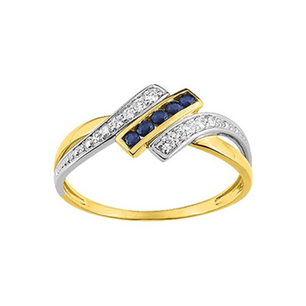 Bague saphir noir oxyde(s) de zirconium Or Jaune et Blanc Or 375