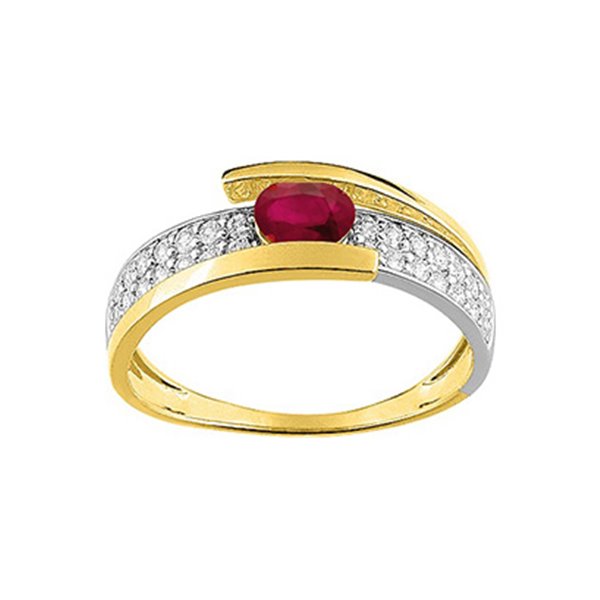 Bague rubis oxyde(s) de zirconium Or Jaune 375 rhodiée