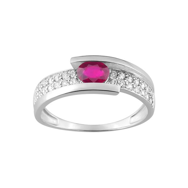 Bague rubis oxyde(s) de zirconium Or Blanc 375