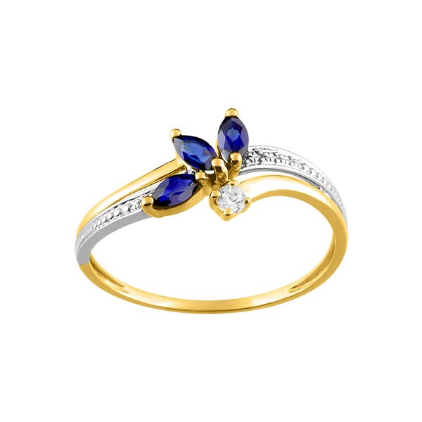 Bague saphir oxyde(s) de zirconium Or Jaune 375 rhodiée