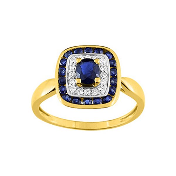 Bague saphir oxyde(s) de zirconium Or Jaune 375 rhodiée