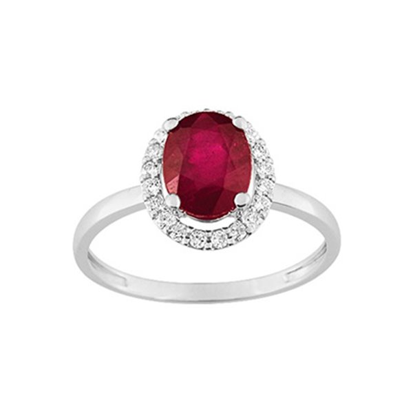 Bague rubis trilogie 1.65c oxyde(s) de zirconium Or Blanc 375