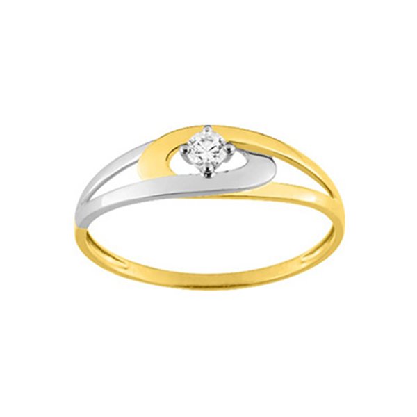 Bague oxyde(s) de zirconium Or Jaune et Blanc Or 375