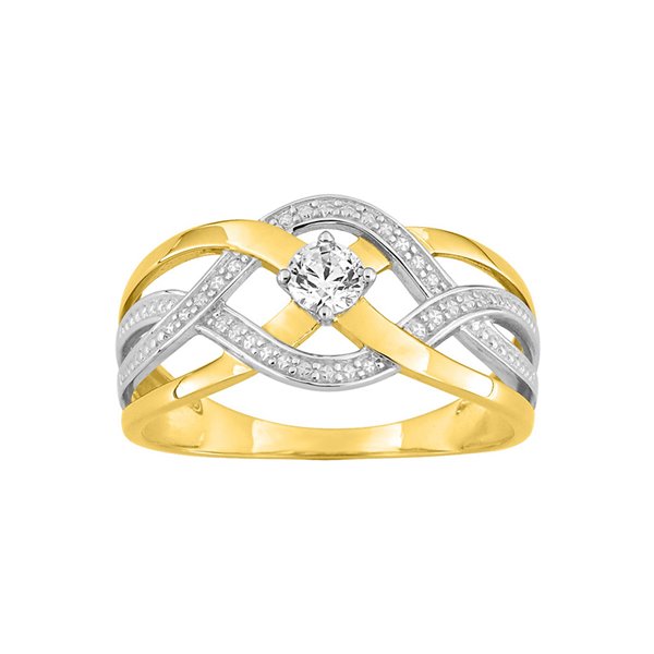 Bague oxyde(s) de zirconium Or Jaune et Blanc Or 375