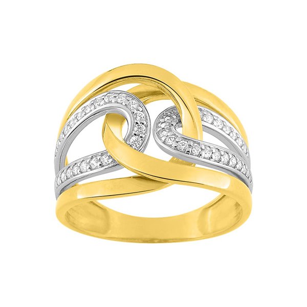 Bague oxyde(s) de zirconium bicolore Or 375