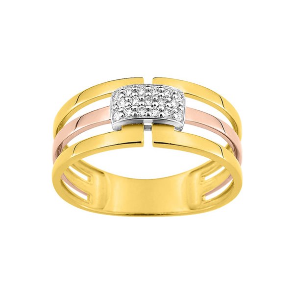 Bague oxyde(s) de zirconium Ors Jaune Rose Blanc Or 375