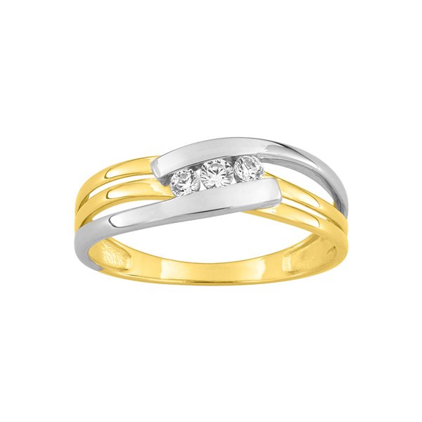 Bague oxyde(s) de zirconium Or Jaune et Blanc Or 375