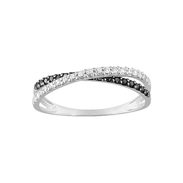 Bague oxyde(s) de zirconium blanc + noir Or Blanc 375