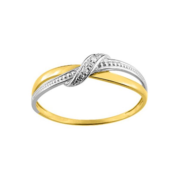 Bague diamant 0.01 Or Jaune 375 rhodiée