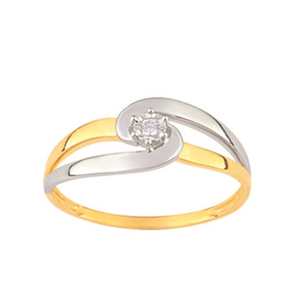 Bague diamant 0.026 Or Jaune 375 rhodiée