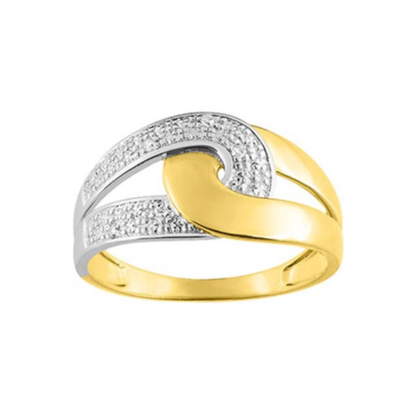 Bague diamant 0.025 Or Jaune 375 rhodiée